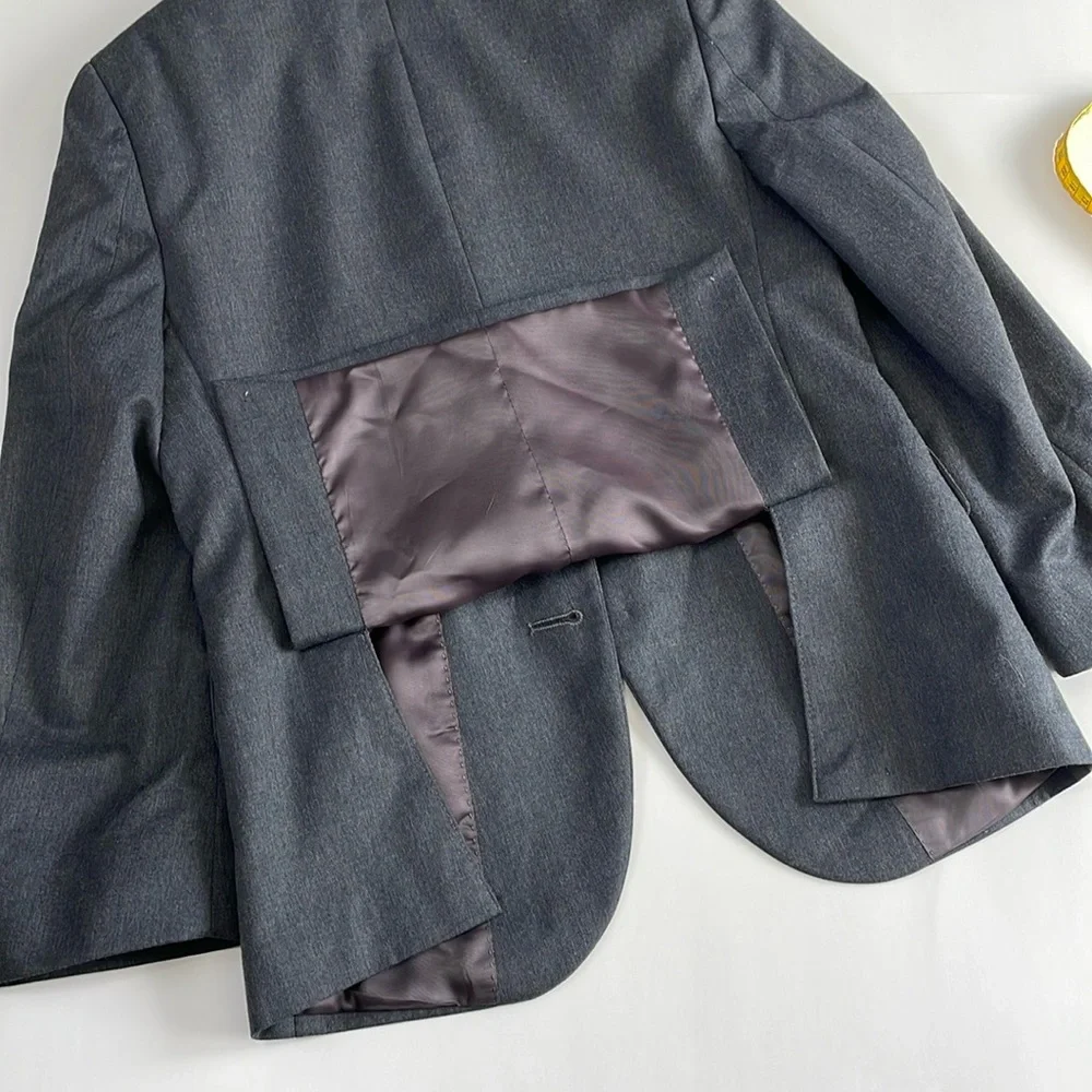 Lauren Ralph Lauren Boy’s Gray Blazer Size 8 Regular Single Breasted Two Vent - Picture 9 of 12